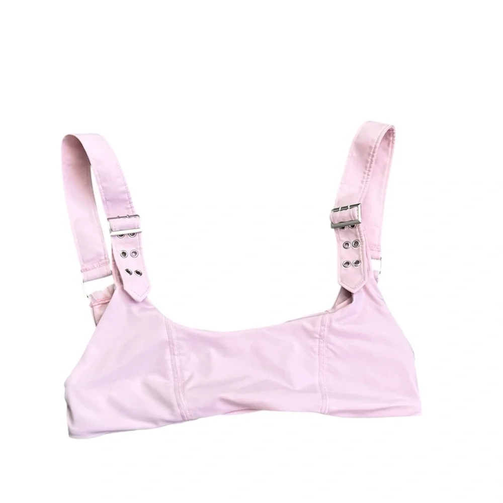 FRANKIES BIKINIS Tate Buckle Light Pink Swim Bikini Top